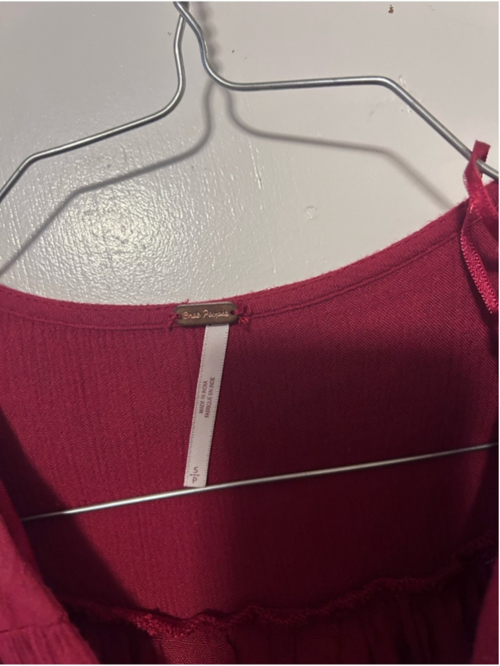 Free People tunic dress Raspberry Red with embroidery size SP - Picture 4 of 4